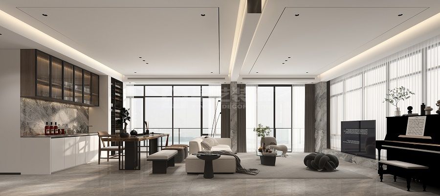 大理石与木皮碰撞打造现代空间刚柔美学(图4)