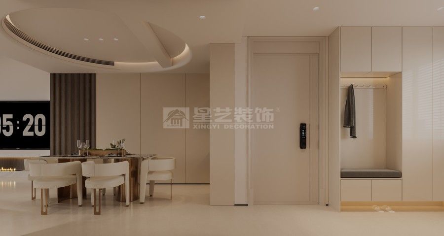 现代奶油风别墅设计：柔暖之境，通透生活家(图3)