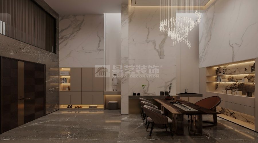 大理石与玫瑰金碰撞打造简欧风格别墅空间(图7)