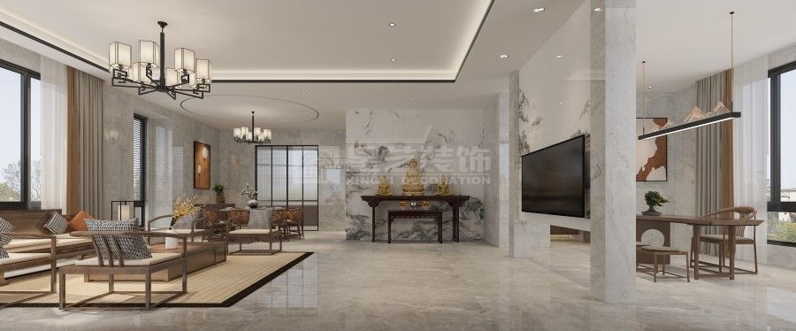 东西方美学融合：联排别墅简欧外观与新中式室内设计解析(图7)