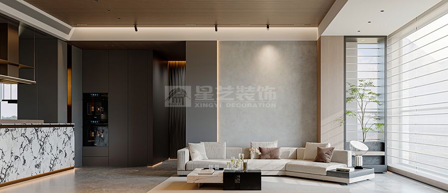 深灰意式轻奢设计如何打造全景山景融合空间(图2)