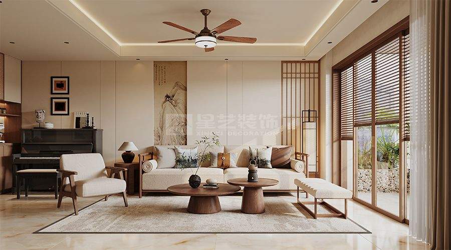 中古风三居室设计：自然肌理与东方美学的融合(图2)