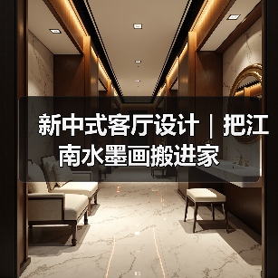 新中式客厅设计|把江南水墨画搬进家(图2) 新中式客厅设计|把江南水墨画搬进家(图2)