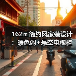 162㎡简约风家装设计：暖色调+悬空电视柜打造通透舒适空间（图4）