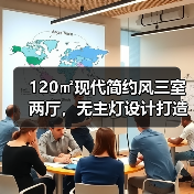 120㎡现代简约风三室两厅，无主灯设计打造高收纳家居（图1）