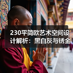 230平简欧艺术空间设计解析：黑白灰与锈金的高雅融合
