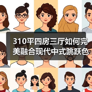 310平四房三厅如何完美融合现代中式跳跃色彩与浅色系？（图2）